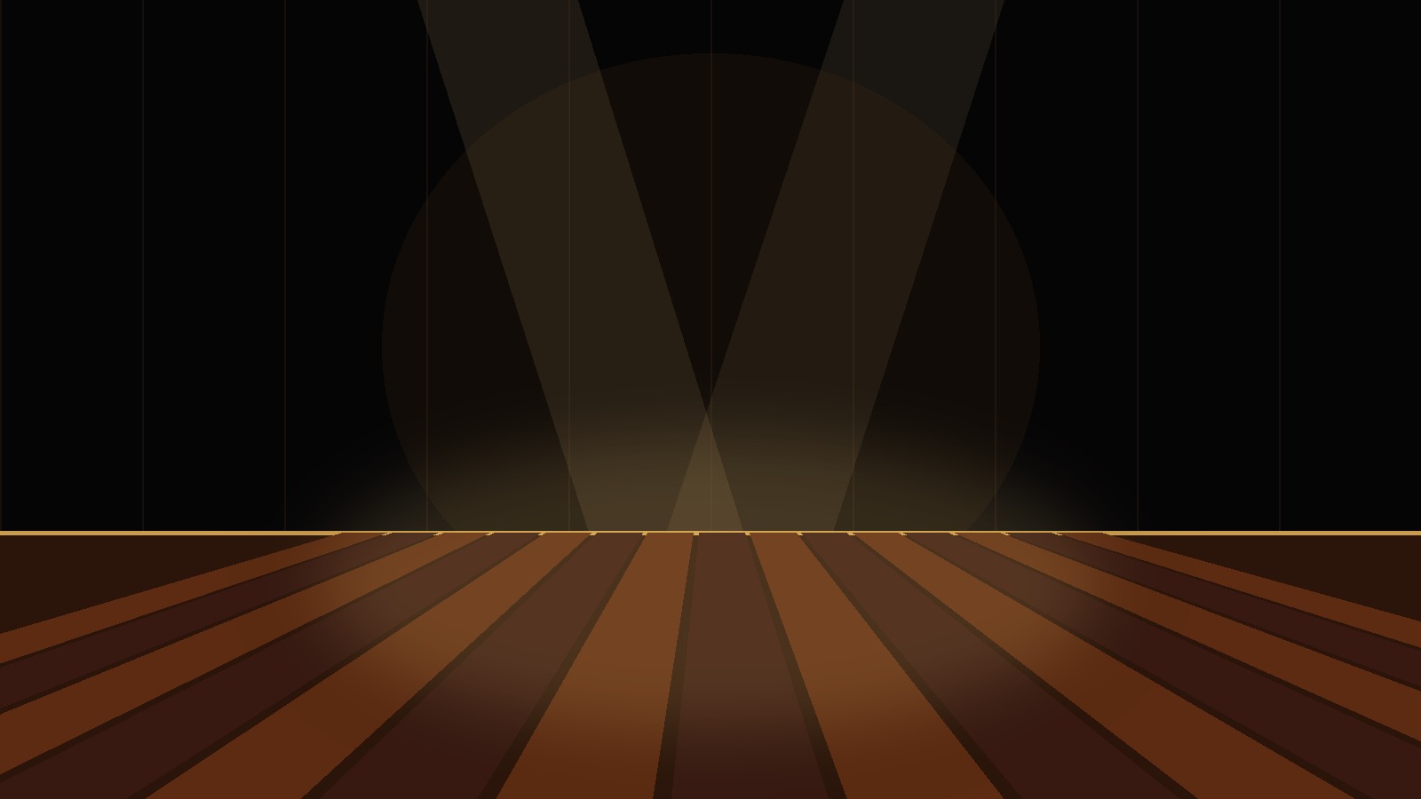 A grand theater stage with spotlights and a broad staircase